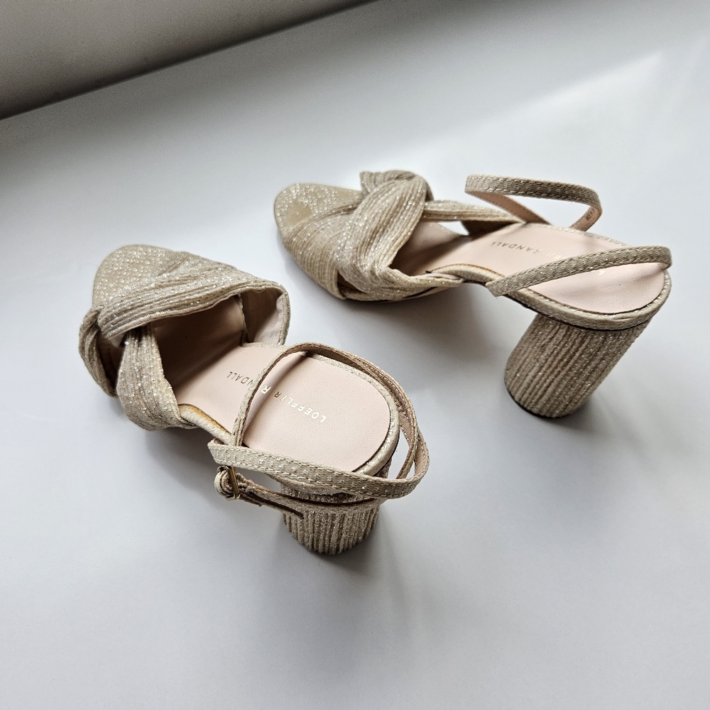 Loeffler Randall Camillia Sand Pleated Bow Collumn Heel Sandal - Picture 9 of 14